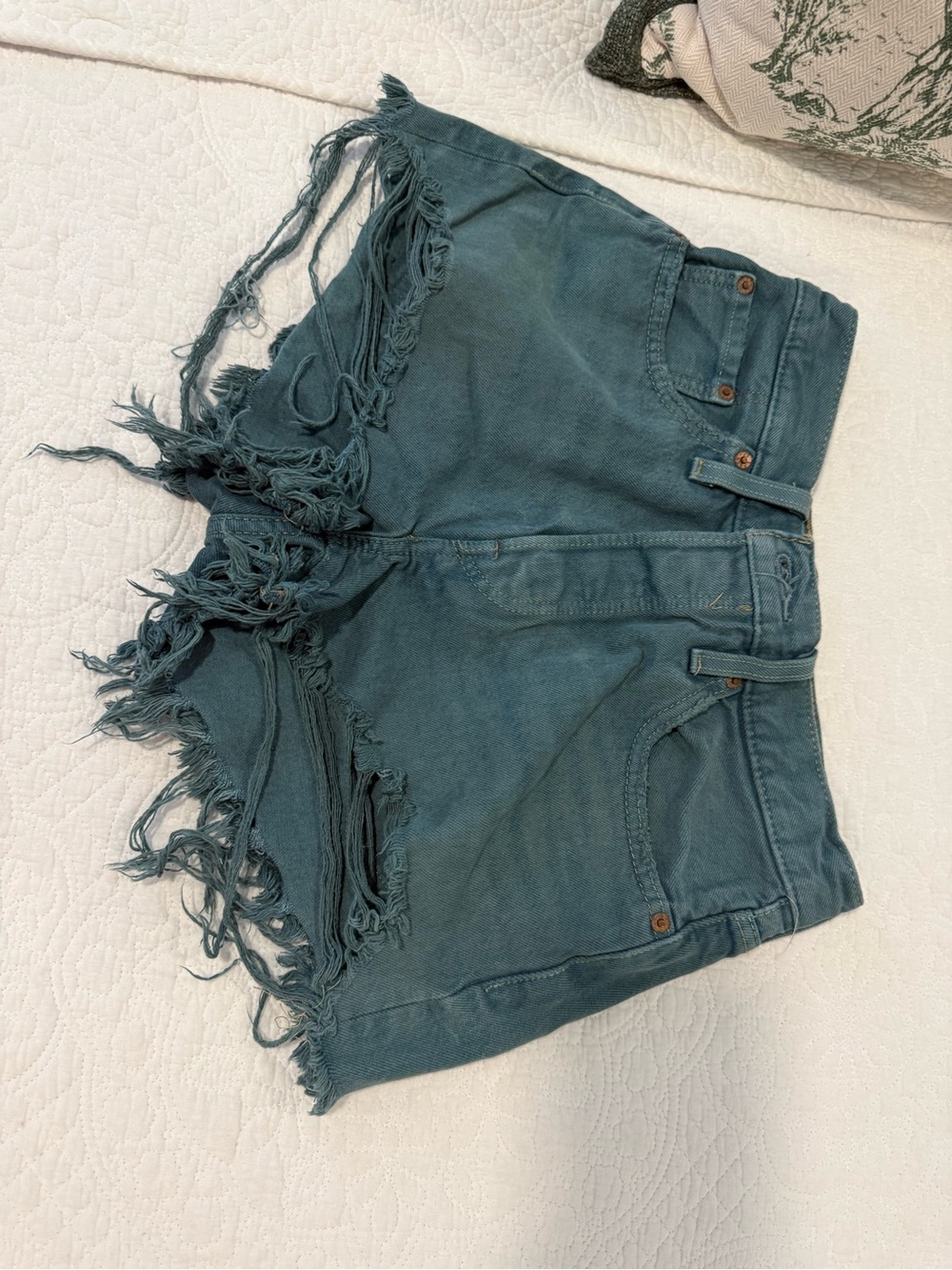 Levi’s Teal Frayed Hem Women's Denim Shorts - Casual Summer Style